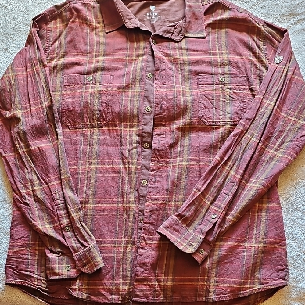 Kuhl Red Casual Button Down Shirt Relaxed Fit